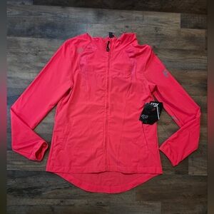 Fox Racing Active Women's Pink Neon Hooded Zip Up Windbreaker Jacket Size Medium